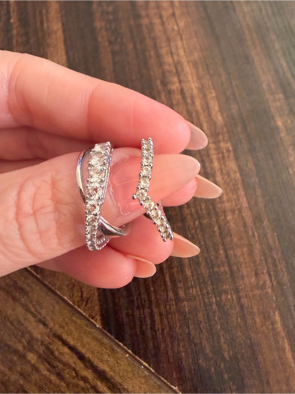 Swarovski Silver Crystal Twist Ring Set